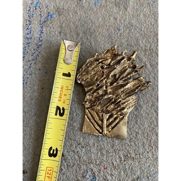 1978 REISINGER Judaica Gold Tone Modernist BURNING BUSH Brooch Pin Retsinger - Picture 4 of 11